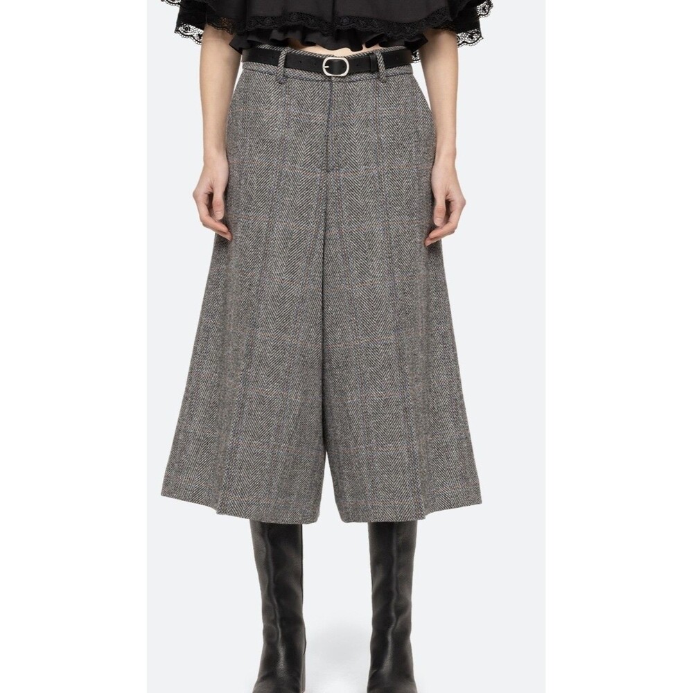 SEA New York Eleni Tweed Wide Leg Culottes Dark Academia Pants Wool Blend Sz 14